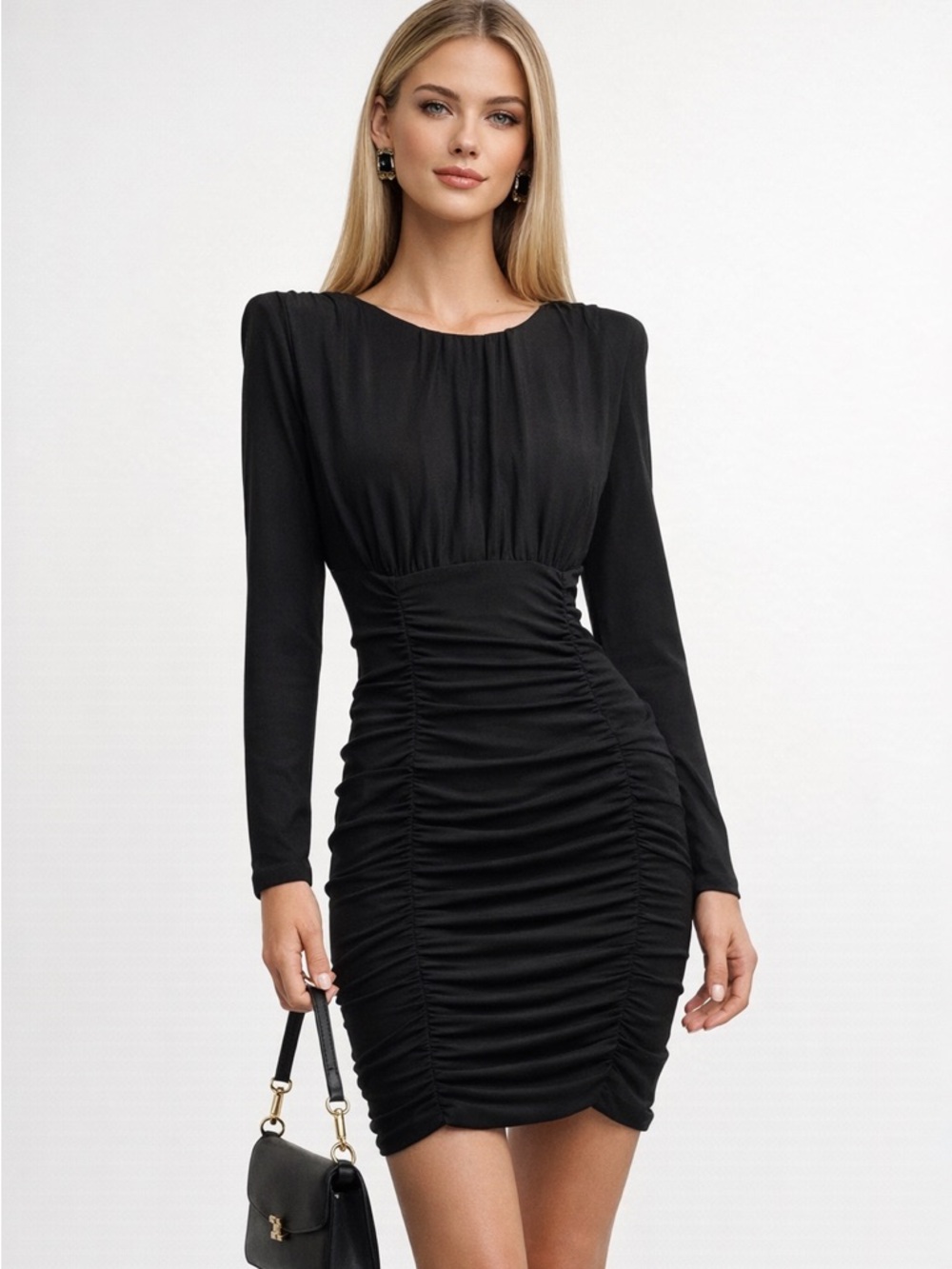 Veronica Beard Jeremiah Long-Sleeve Ruched Mini Dress
